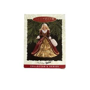 Mattel Gold and Purple Holiday Barbie 1996 Ornament. New in Box